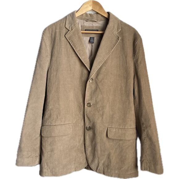 BANANA REPUBLIC Corduroy Blazer Sport Jacket Mens L Tan Brown Preppy Academia - Picture 1 of 9